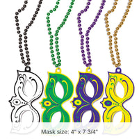 48 Pack Bulk Mardi Gras Masks with Bead Necklaces