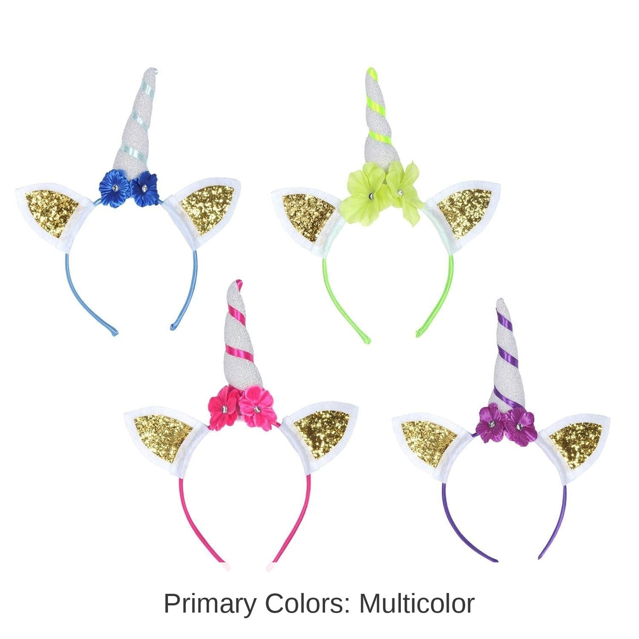 6 Pack Bulk Glittered Unicorn Headbands
