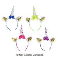 6 Pack Bulk Glittered Unicorn Headbands