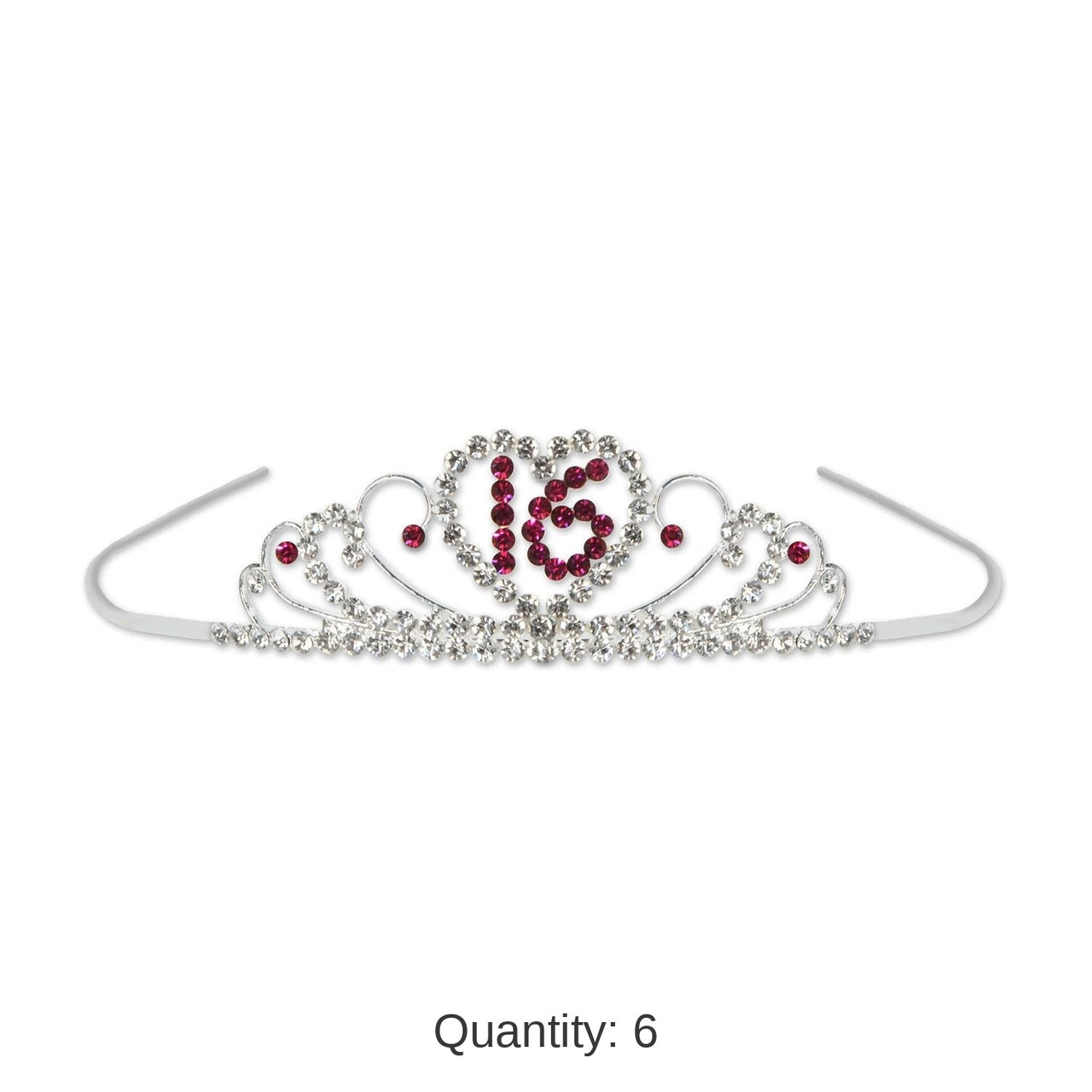 6 Pack Bulk Sweet 16 Royal Rhinestone Birthday Party Tiara