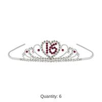 6 Pack Bulk Sweet 16 Royal Rhinestone Birthday Party Tiara