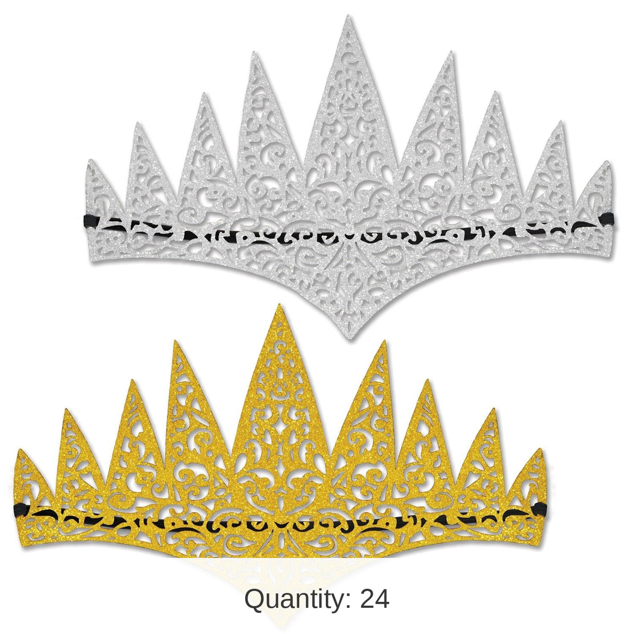 24 Pack Bulk Glittered Laser Cut Tiaras