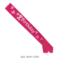 6 Pack Bulk 1st Birthday Satin Sash - pink