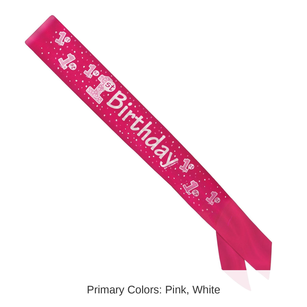 6 Pack Bulk 1st Birthday Satin Sash - pink