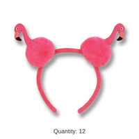 12 Pack Bulk Luau Party Flamingo Pom-Pom Headband
