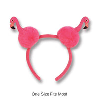 12 Pack Bulk Luau Party Flamingo Pom-Pom Headband