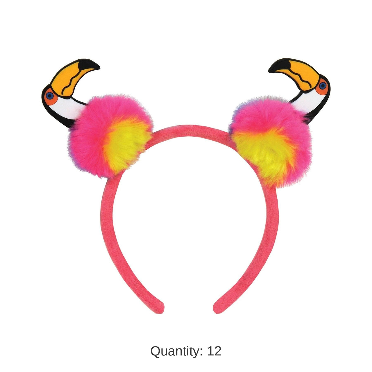 12 Pack Bulk Luau Party Toucan Pom-Pom Headband