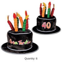 6 Pack Beistle Plush 40th Birthday Over The Hill Birthday Cake Hat