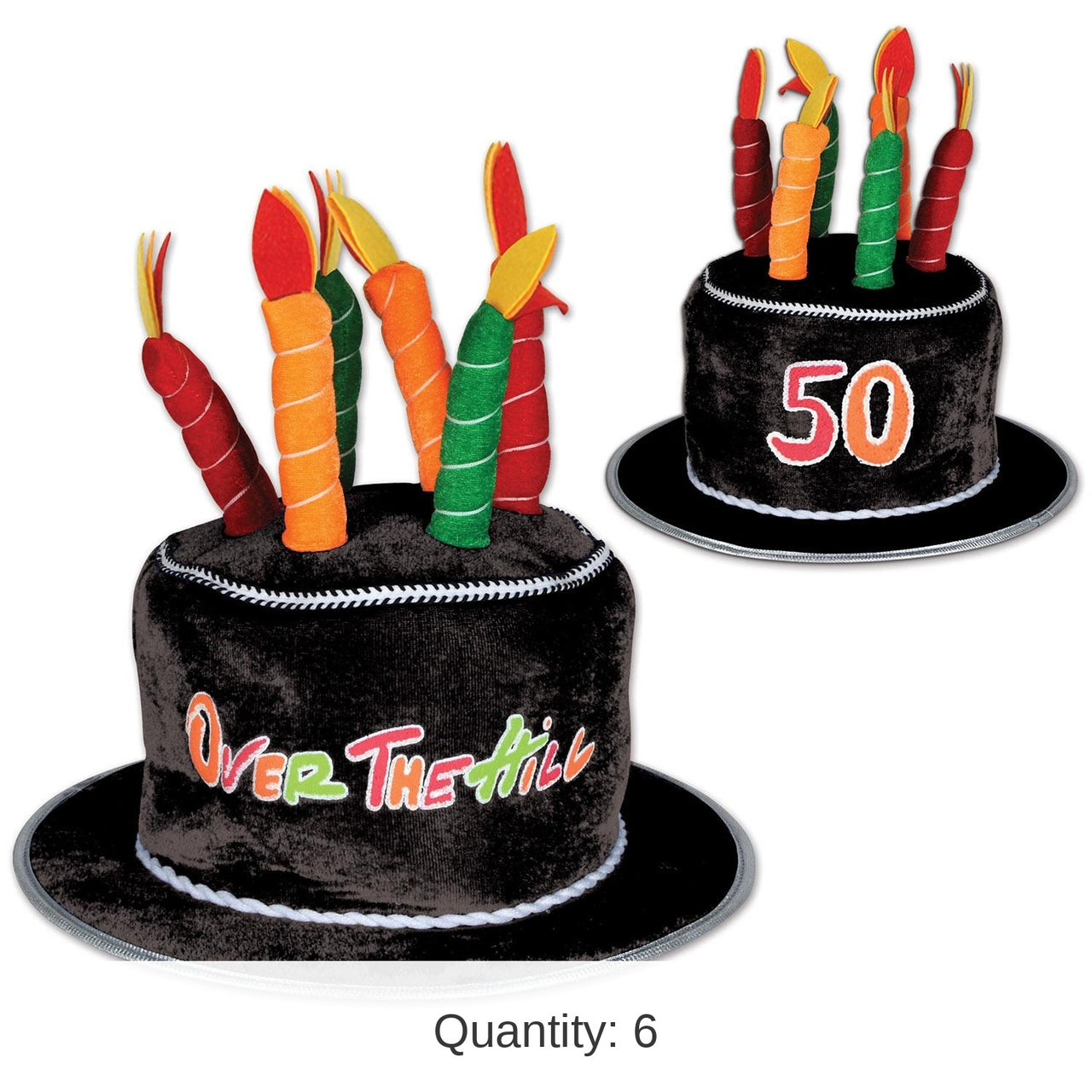 6 Pack Bulk Plush 50 Over The Hill Birthday Cake Hat