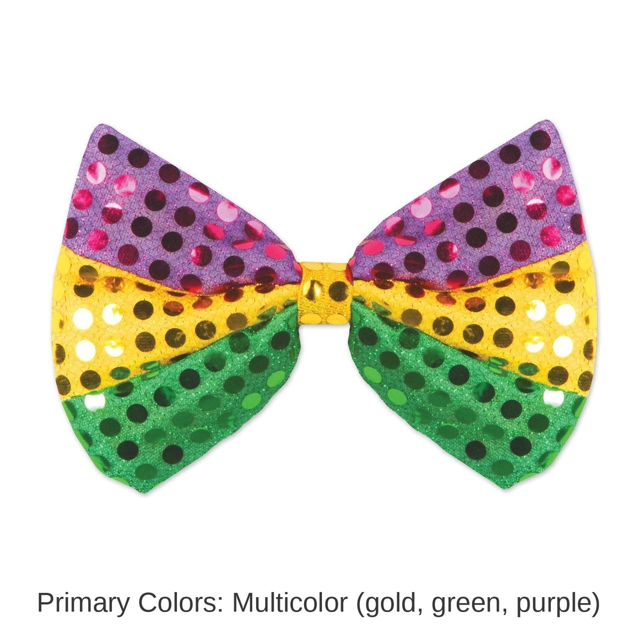 12 Pack Bulk Mardi Gras Glitz 'N Gleam Bow Tie - gold - green - purple
