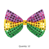 12 Pack Bulk Mardi Gras Glitz 'N Gleam Bow Tie - gold - green - purple