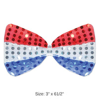 12 Pack Bulk Glitz 'N Gleam Bow Tie - red - silver - blue