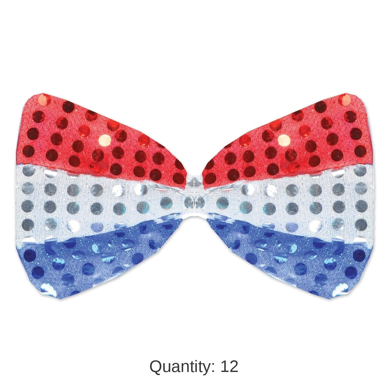12 Pack Bulk Glitz 'N Gleam Bow Tie - red - silver - blue