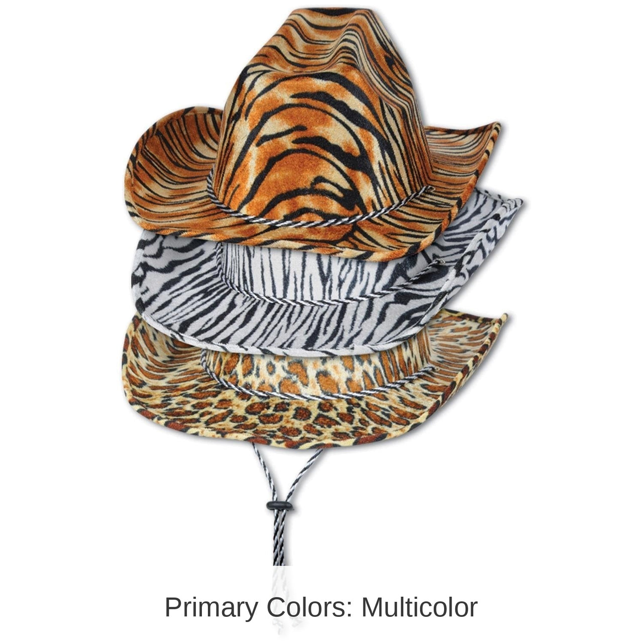 6 Pack Bulk Animal Print Cowboy Hat