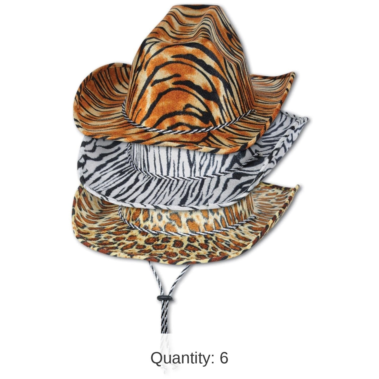 6 Pack Bulk Animal Print Cowboy Hat