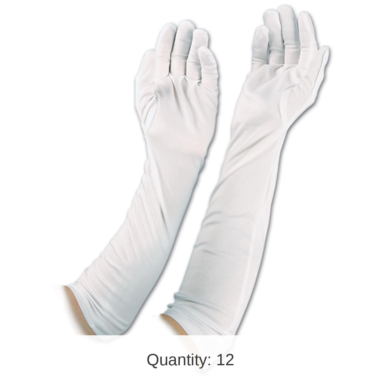 12 Pair Bulk Evening Gloves- White