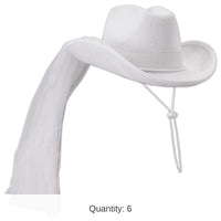 6 Pack Bulk Western Bride's Hat