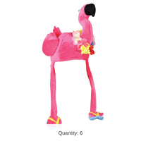 6 Pack Bulk Luau Party Plush Flamingo Hat