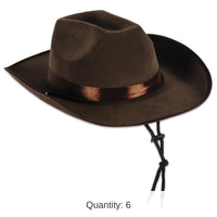 6 Pack Bulk Faux Brown Leather Western Hat