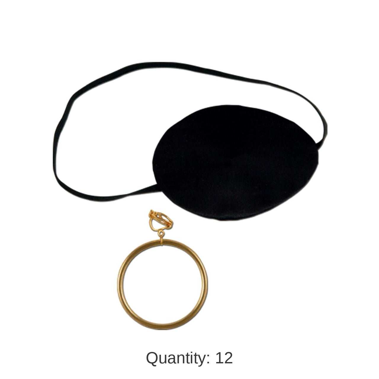 12 Pack Bulk Pirate Eye Patch with Plastic Earring Set