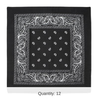 12 Pack Bulk Black Bandana