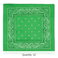 12 Pack Bulk Green Bandana