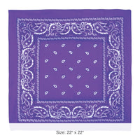 12 Pack Bulk Purple Bandana 22 inch x 22 inch Spirit & Western