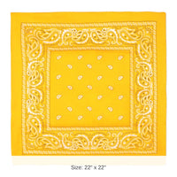 12 Pack Bulk Vibrant Yellow Bandana 22 inch Square