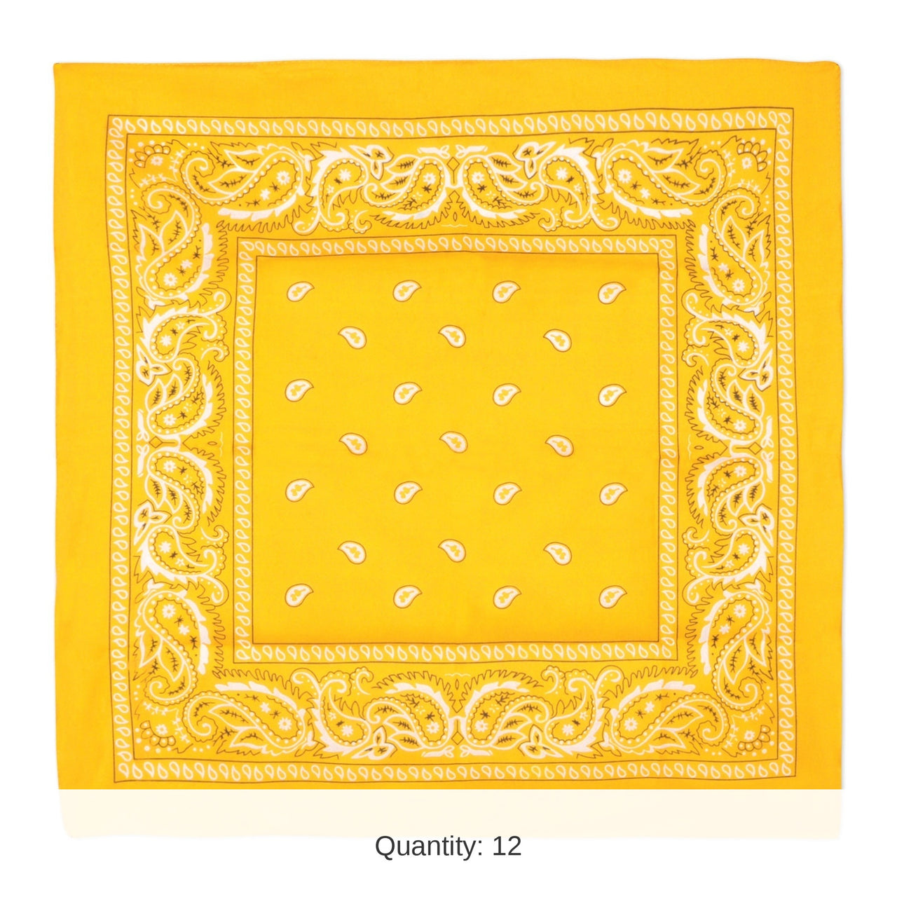 12 Pack Bulk Vibrant Yellow Bandana 22 inch Square