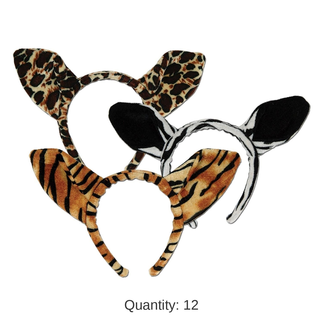 12 Pack Bulk Soft-Touch Animal Print Ears Headband