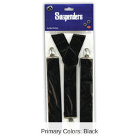 12 Pack Bulk Black Suspenders
