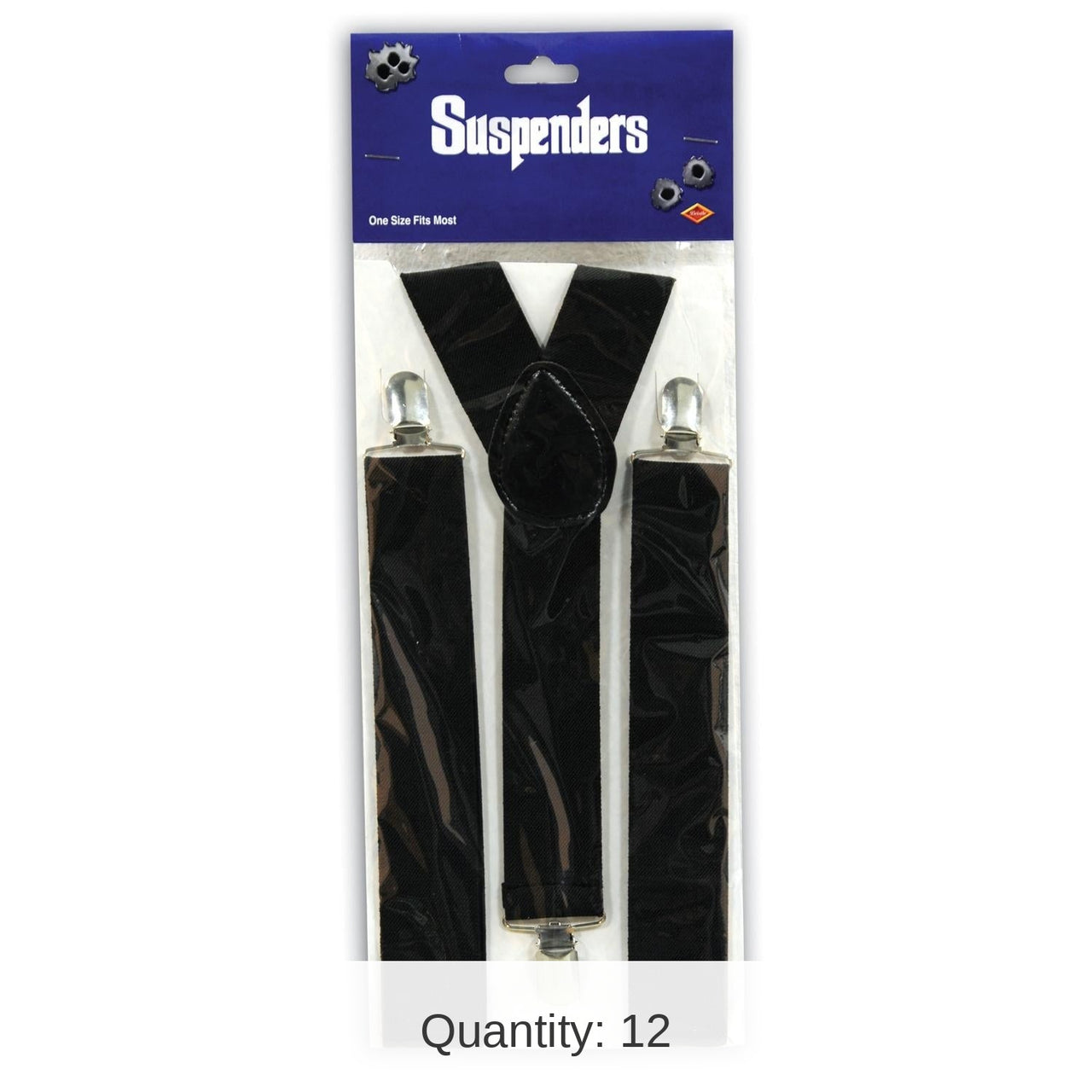 12 Pack Bulk Black Suspenders
