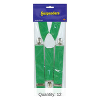 12 Pack Bulk Green Suspenders
