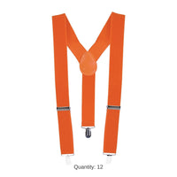 12 Pack Bulk Adjustable Orange Suspenders One Size Fits Most
