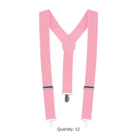 12 Pack Bulk Adjustable Pink Suspenders One Size Fits Most