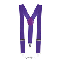 12 Pack Bulk Purple Suspenders Adjustable One Size Fits Most