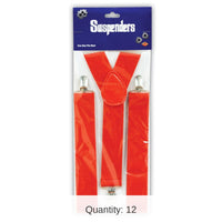 12 Pack Bulk Red Suspenders