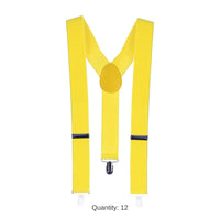12 Pack Bulk Adjustable Yellow Suspenders One Size Fits Most