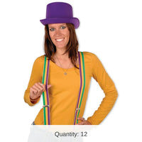 12 Pack Bulk Mardi Gras Suspenders
