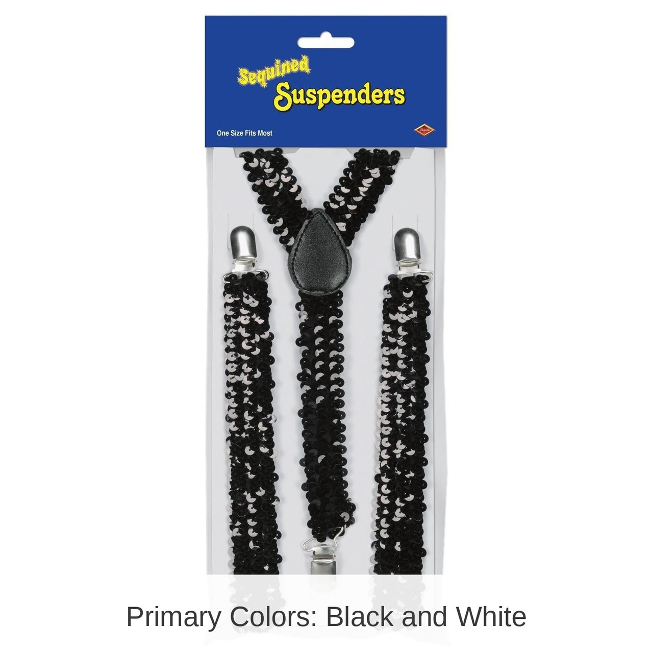12 Pack Bulk Sequined Suspenders - black - adjustable