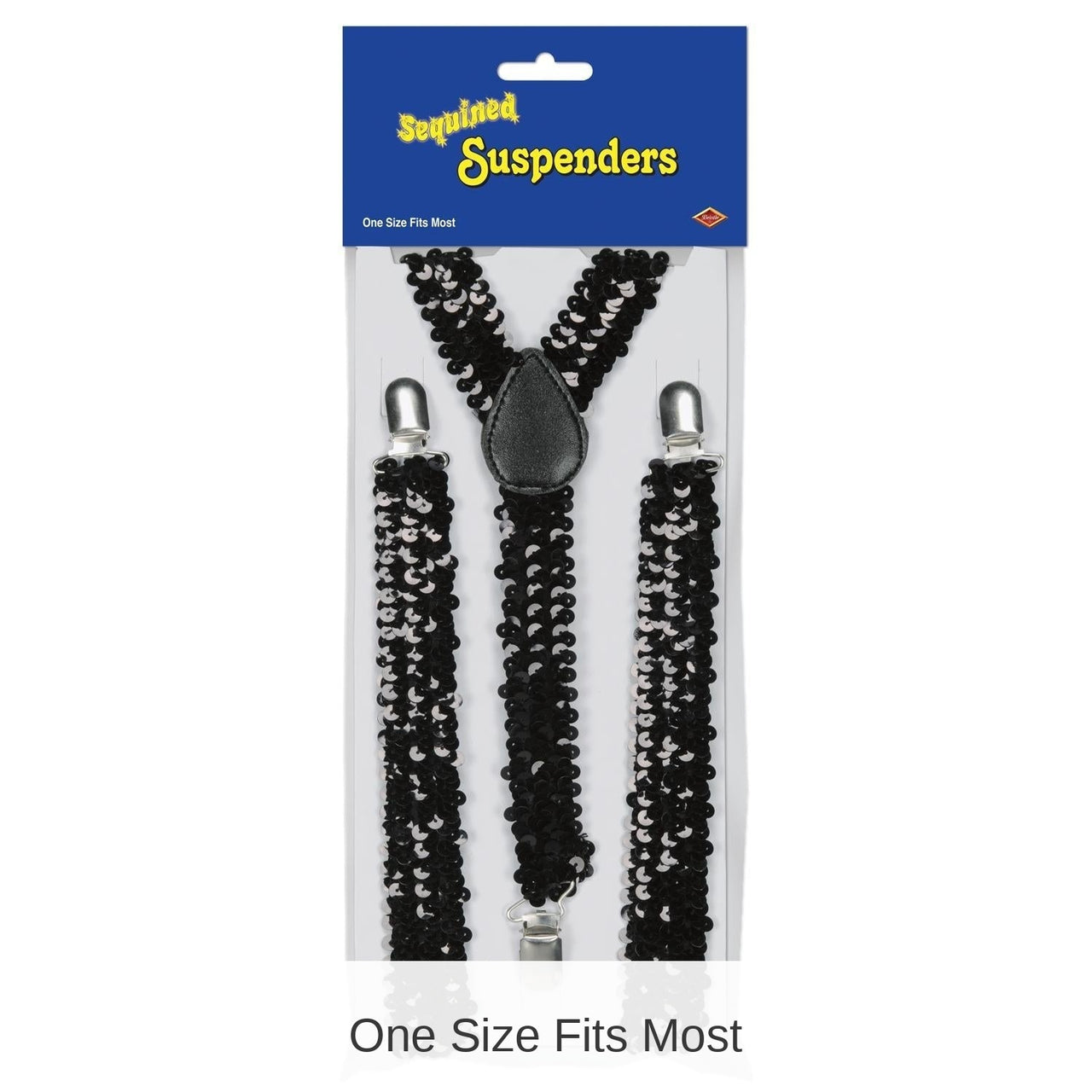 12 Pack Bulk Sequined Suspenders - black - adjustable