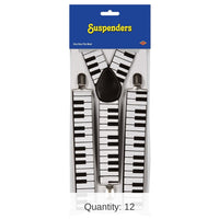 12 Pack Bulk Piano Keyboard Suspenders