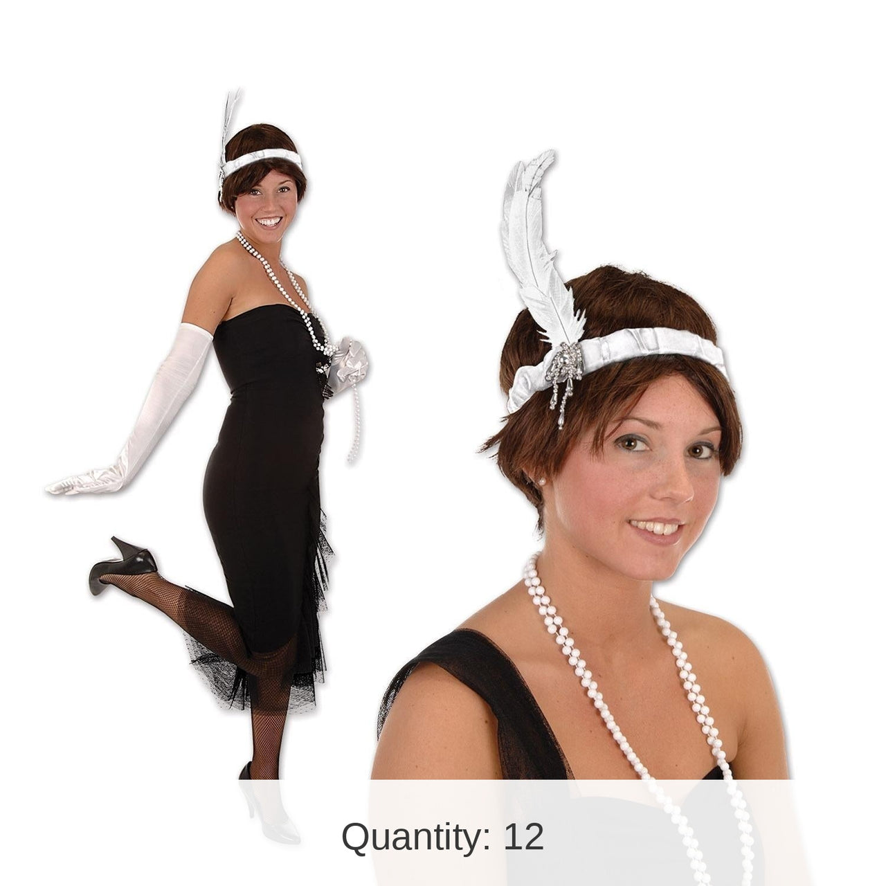 12 Pack Bulk Flapper Headband - white