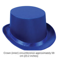 6 Pack Bulk Satin Sleek Top Hat - blue