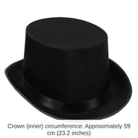 6 Pack Bulk Satin Sleek Top Hat - black