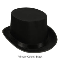 6 Pack Bulk Satin Sleek Top Hat - black