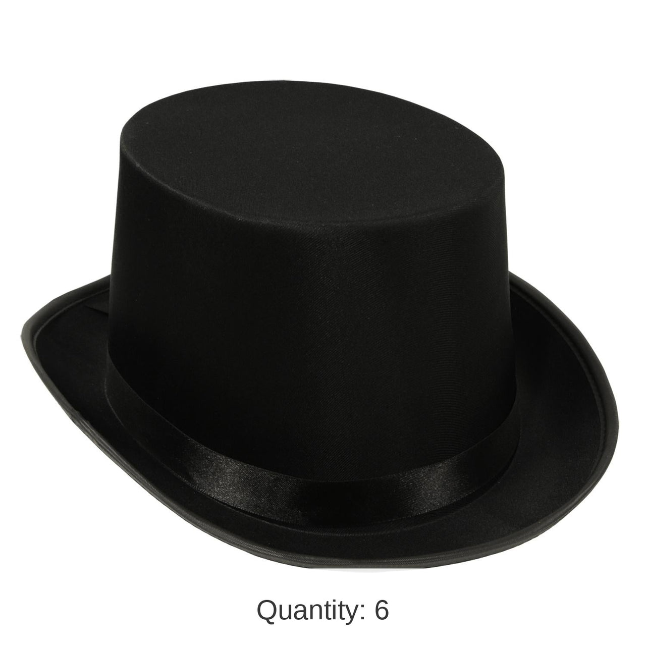 6 Pack Bulk Satin Sleek Top Hat - black