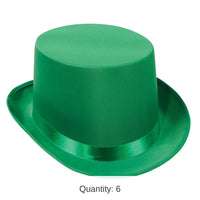 6 Pack Bulk Satin Sleek Top Hat - green