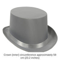 6 Pack Bulk Satin Sleek Top Hat - gray