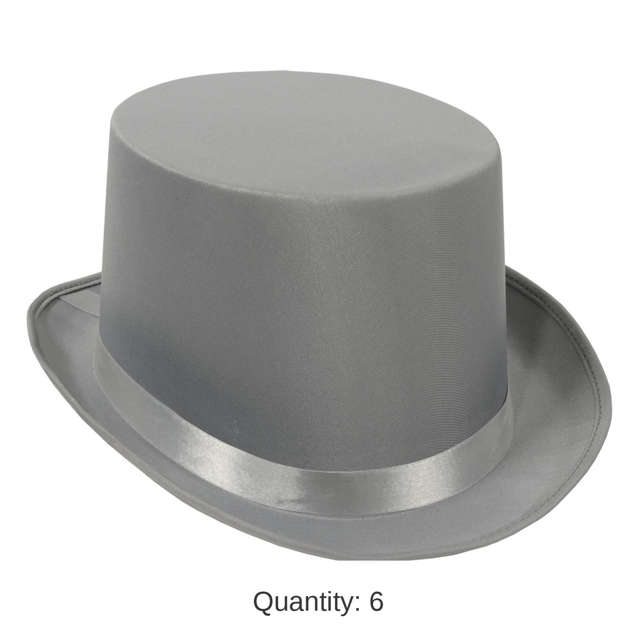 6 Pack Bulk Satin Sleek Top Hat - gray